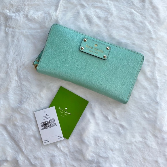 Kate Spade Light Blue Large Zip Around Continental Wallet with Original Tags - Picture 1 of 16